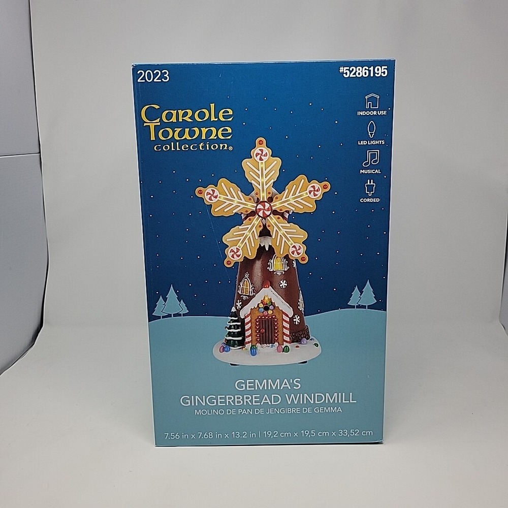 2023 Carole Towne Christmas‎ Village Musical Lighted Gingerbread Windmill House